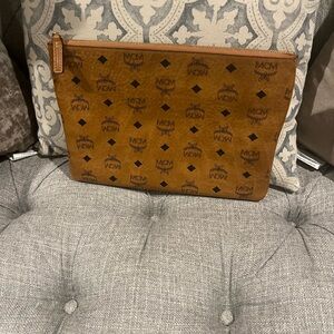 MCM Cognac Visetos Laptop Bag